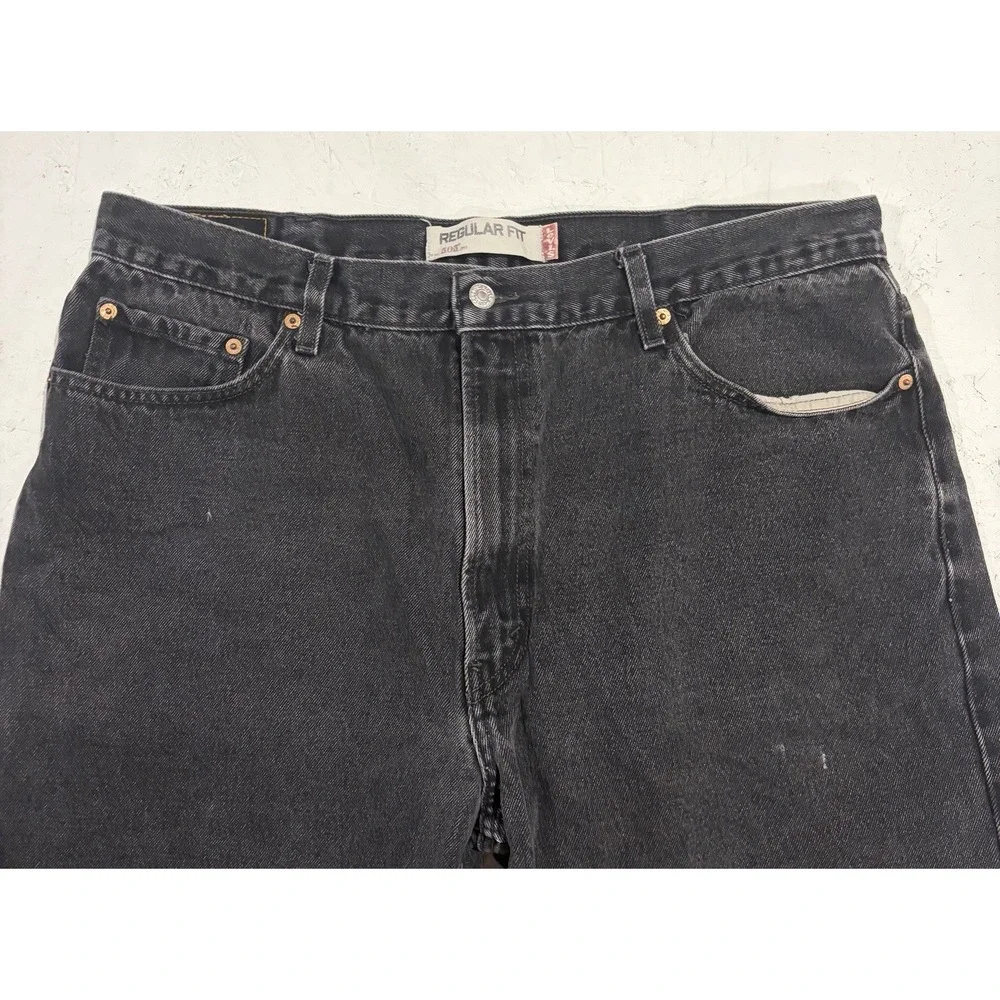 Vintage LEVI'S 505 Regular Straight Leg Classic‎ Fit 40x21 Black Denim Jeans
